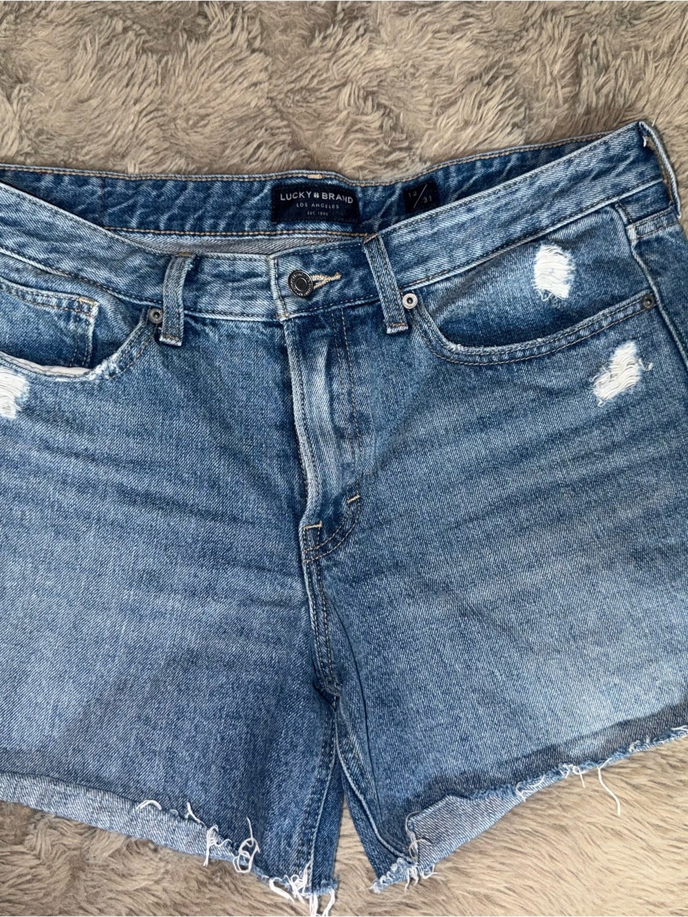 Lucky Brand Women's Blue Distressed Cutoff Jean Shorts